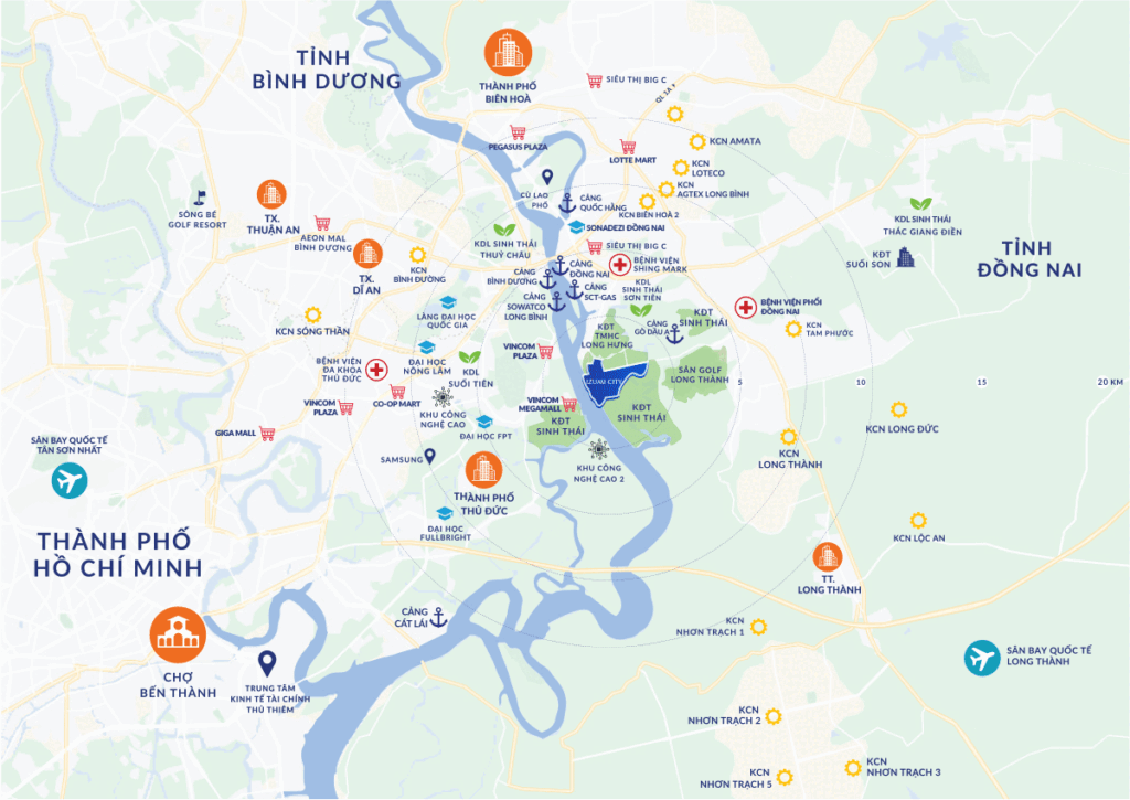 Sơ đồ hạ tầng giao thông hưởng lợi từ chính sách Izumi City